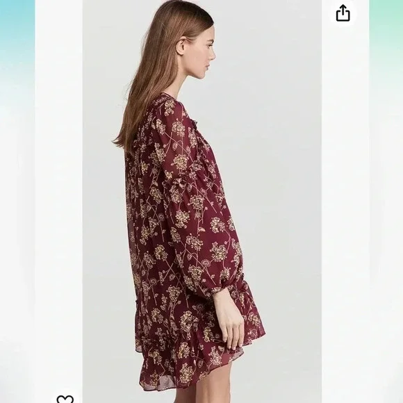 NWT Cinq a cept Zola dress maroon and starfruit sz 2 - Picture 3 of 14